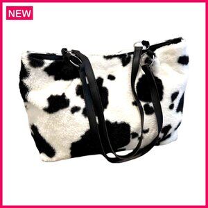 Large Faux Fur Shoulder Tote Bag, Plush Winter Handbag, Spacious Tote